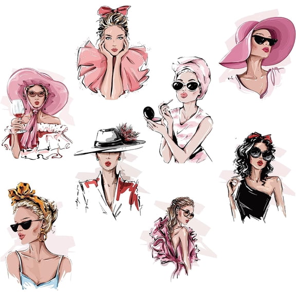 16 Sheets Fashion Women Wall Decals Wall Stickers Removable Sexy Window Mural Vinyl Peel and Stick Waterproof Removable Wall Art for Home Room Bedroom Beauty Salon Hairdresser Decors