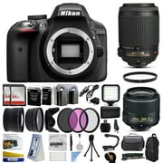 Nikon D3300 DSLR Digital Camera with 18-55mm VR II + 55-200mm VR Lens + 128GB Memory + 2 Batteries + Charger + LED Video Light + Backpack + Case + Filters + Auxiliary Lenses + More!