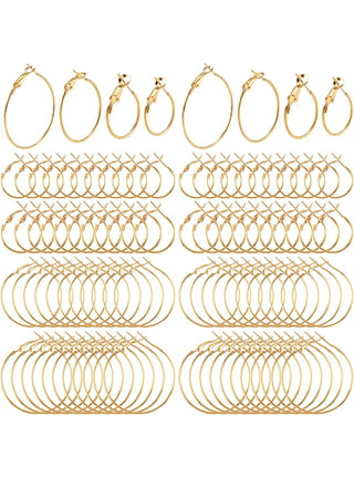 1 Box 40Pcs Real 18K Gold Plated Brass Hoop Earring Findings Teardrop Round  Beading Hoop Earrings Component Accessories for DIY Jewelry Making Craft 