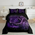 thumbnail image 2 of Rose Comforter Set ,Twin Bedding for Women,3D Purple Rose Bedding Comforter Sets,Romantic Floral Valentine's Day Couple Duvet Insert with 1 Pillowcase Warm, 2 of 5