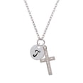 thumbnail image 2 of Delight Jewelry Silvertone Large Script Letter - T - 3/4'' Disc - I Set You Apart Engraved Cross Zoey Necklace, 28", 2 of 4