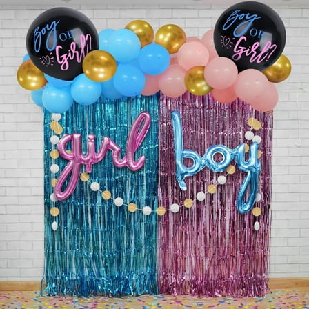 KatchOn, Gender Reveal Decorations Set - Pack of 55 | Gender Reveal Balloon Arch Kit | Boy or Girl Balloon for Gender Reveal Party Decorations | Pink and Blue Streamers for Baby Shower Decorations