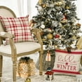 thumbnail image 3 of colorlife Merry Christmas Hello Winter Buffalo Plaid Snowflake Red Throw Pillow Cover, 18 x 18 Inch Winter Holiday Cushion Case Decoration for Sofa Couch Set of 4, 3 of 6