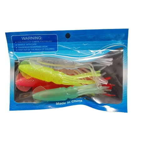 6Pcs/Set Luminous Squid Skirts Soft Lure Rubber Octopus Bait Soft Fishing Trolling Bait Tuna Sailfish Baits for Fish Crank Hook Random Mix Colors