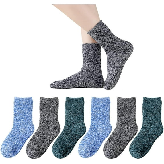 Baby Thermal Socks Toddler Boys/Girls Thick Warm Crew Socks with Grips Brushing Inside 5/6 Pack