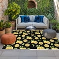 thumbnail image 2 of Summer Lemon Outdoor Rug for Patio/Deck/Porch, Non-Slip Large Area Rug 4 x 6 Ft, Country Fruit Leaf Black Watercolor Indoor Outdoor Rugs Washable Area Rugs, Reversible Camping Rug Carpet Runner, 2 of 8