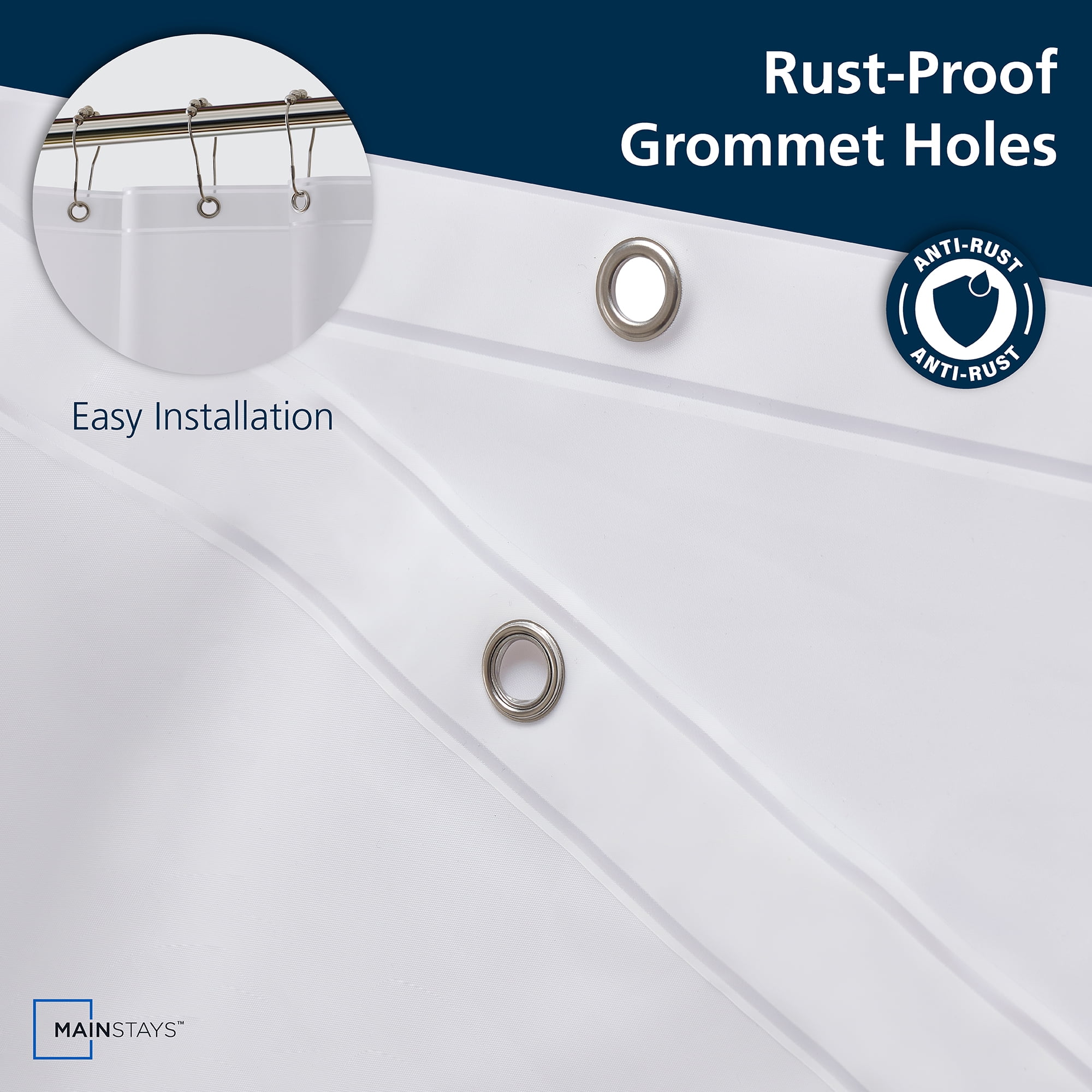 (3 pack) Mainstays Medium Weight PEVA Stall Sized Shower Curtain Liner, 54" x 78" – Frosty