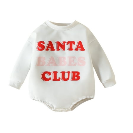 

Meihuida Baby Girls Boys Christmas Romper Letter Print Long Sleeve Jumpsuits Casual Bodysuits