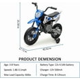thumbnail image 7 of 12V Kids Motorcycle w/Treaded Tires, 3.1mph Top Speed, Kids Motorcycle w/Training Wheels, Music, Bluetooth, Spring Suspension, Blue, 7 of 7