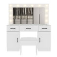 thumbnail image 6 of Zimtown Makeup Vanity Desk with Large Mirror & Charging Station, Vanity Table with 3 Drawers & Visible Glass Top, Bedroom Dressing Table,White, 6 of 8