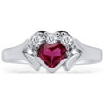 thumbnail image 2 of AFFY Heart Shape Simulated Ruby & White Cubic Zirconia Heart Promise Ring In 14k White Gold Over Sterling Silver Ring Size-13, 2 of 6