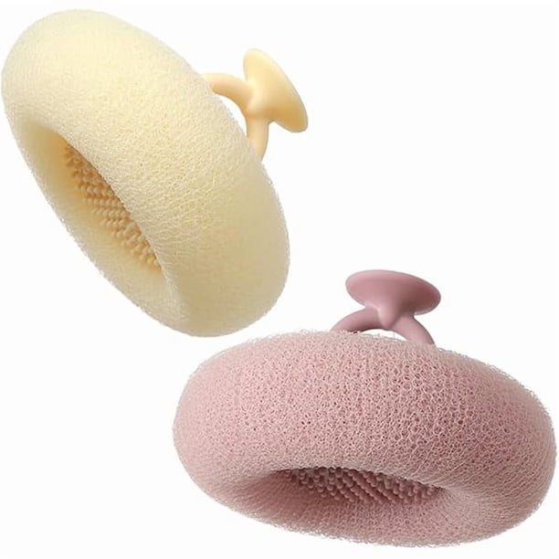 wonima11 2 Pack Silicone Exfoliating Scrubber, Bath Sponge Brush to Scrub The Body and Enjoy The Shower (Beige & Purple)