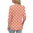 thumbnail image 3 of Sevevn Women's Round Neck Button 3/4 Quarter Sleeve Top Spring Tops for Women Orange Spot(Huge) XXL, 3 of 7