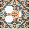 thumbnail image 4 of Metal Light Switch Plate Cover Blue Orange Mandala Flower Tile Pattern MDL042, 4 of 13