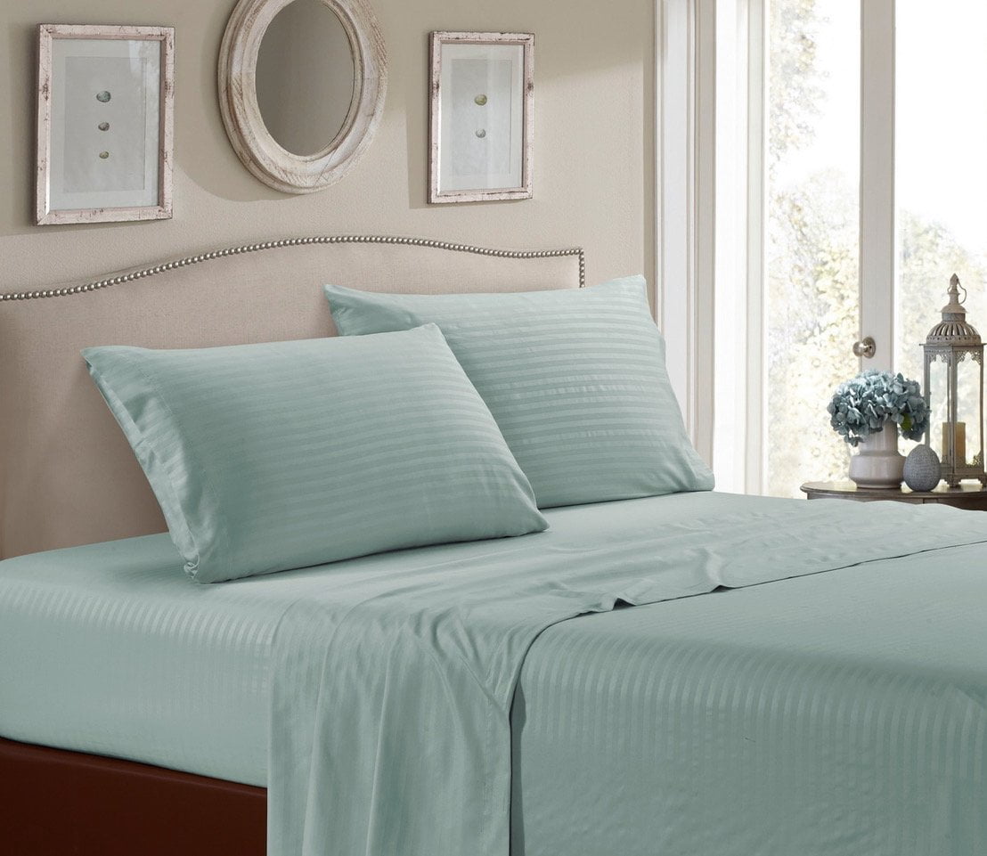 Bluff City Bedding 1800 Series Dobby Stripe Sheets – Stay Cool, Deep Pockets, Soft, All Sizes