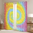 thumbnail image 2 of Erosebridal Rainbow Curtains Colorful Galaxy Blackout Curtains, Psychedelic Swirl Spiral Curtains & Drapes Glitter Sparkle Stars Bedroom Curtains, Trippy Bubble Window Treatments, 2 of 6