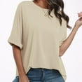 thumbnail image 4 of Womens Short Sleeve Oversized Tops Summer Crew Neck Loose Casual Tee T Shirt Casual T Shirt Loose Casual T Shirt Shirts for Women Tall Long Sleeve Spandex Shirt Women T Shirts Spandex Active Womens, 4 of 6