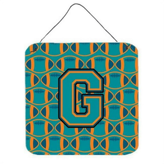 Letter G Football Aqua, Orange & Marine Blue Wall or Door Hanging Prints