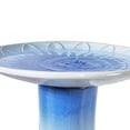 thumbnail image 3 of 17 Inch Glazed Ceramic Bird Bath Blue Ombre Floral Pattern Lightweight Tall Pedestal Bird Bath Elegant Outdoor Decorative Bird Basin for Garden Yard Patio and Lawn, 3 of 10