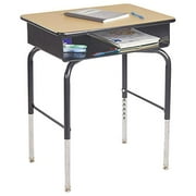 ECR4Kids 24in x 18in Adjustable Open Front Student w/Metal Book Box Desk, Maple and Black