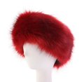 thumbnail image 4 of Diadema de piel sintética para mujer-orejeras peludas de invierno-orejeras esponjosas de tiempo frío que cubren las rusas - Rojo Salvador Dali Diademas calentadoras de orejas de piel, 4 of 5