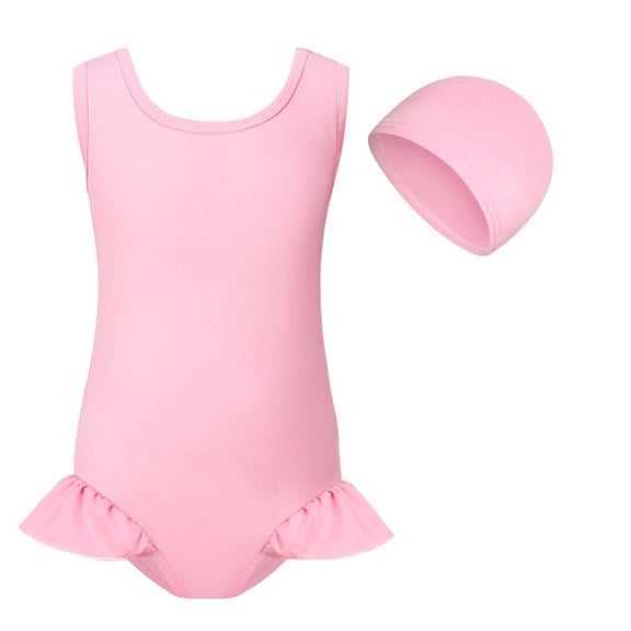 Kids Swimsuits Pink 1 Piece Swimsuits Sleeveless Rash Guard Bathing Parties Cute Summer Swimwear 3-4 Years