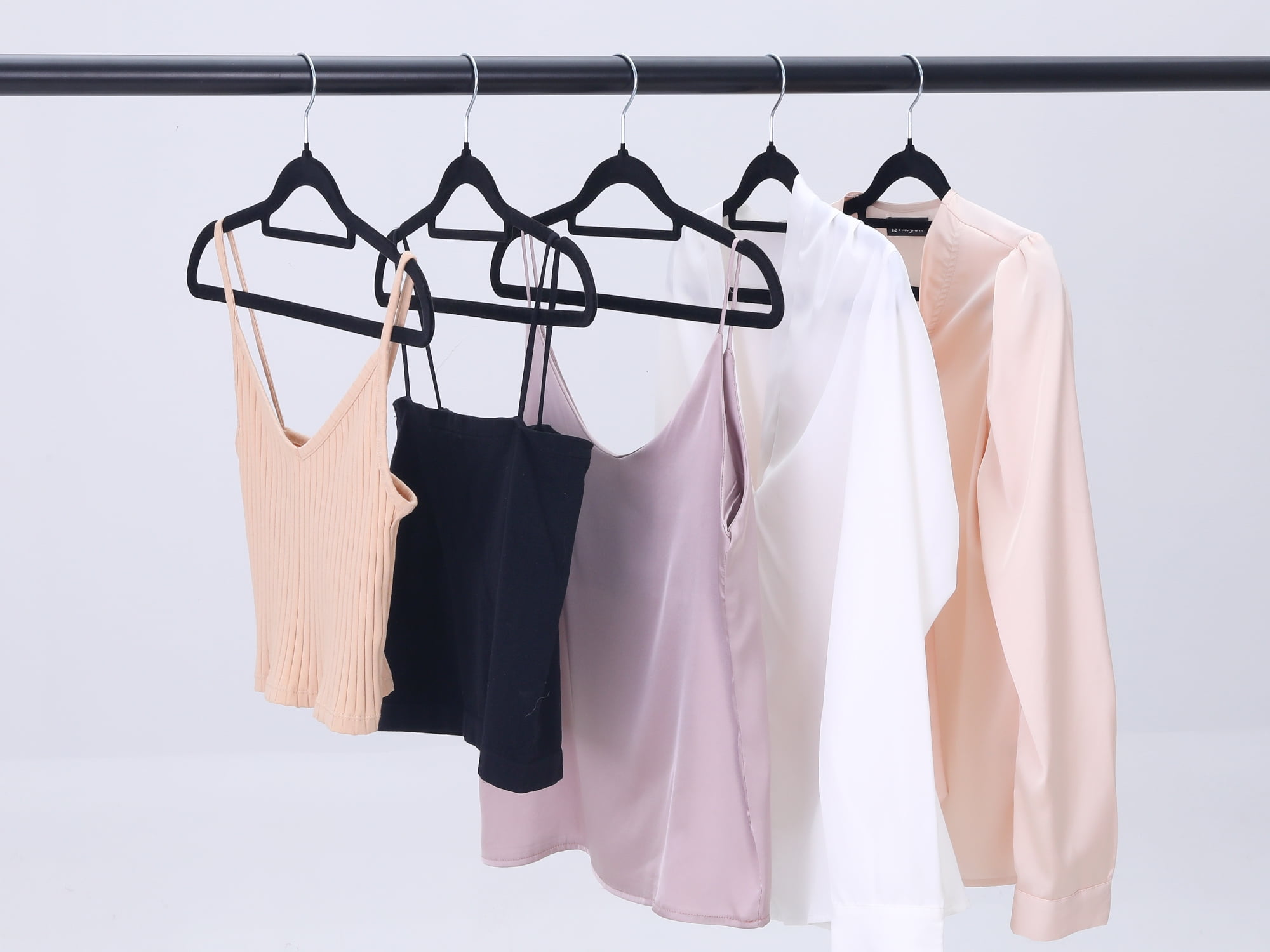 Unique Bargains Velvet Non-Slip Hangers Space Saving Clothes Hangers 30 Packs Black