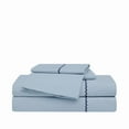 thumbnail image 4 of Oceanfront Resort Solid Percale Light Blue 5 Piece Split King Sheet Set, Solid Color Themed, Embroidered Hem, Oeko-TEX Certified Confidence, 4 of 5