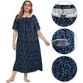 thumbnail image 5 of WBQ Women's Plus Size Nightgown Short Sleeve House Dress Vintage Lace Square Neck Night Gown Oversized Printed Mumu Duster Housecoat Soft Full Length Sleep Dress XL-5XL, 5 of 6