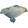 thumbnail image 2 of Navy Blue Ombre Rectangle/Square/Round Waterproof Tablecloths 60x84 inch Modern Geometric Yellow Oil Painting Abstract Art Polyester Table Cloth Table Cover Tabletop for Wedding Party, 2 of 6