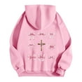 thumbnail image 5 of JTZGDY Fall Hoodies for Women Lightweight Casual Pink Ribbon Cross Printed Long Sleeve Drawstring Hooded Pullover Sweatshirts Loose Comfy Y2K Preppy Outfit Clothes 2025 Pink L, 5 of 5