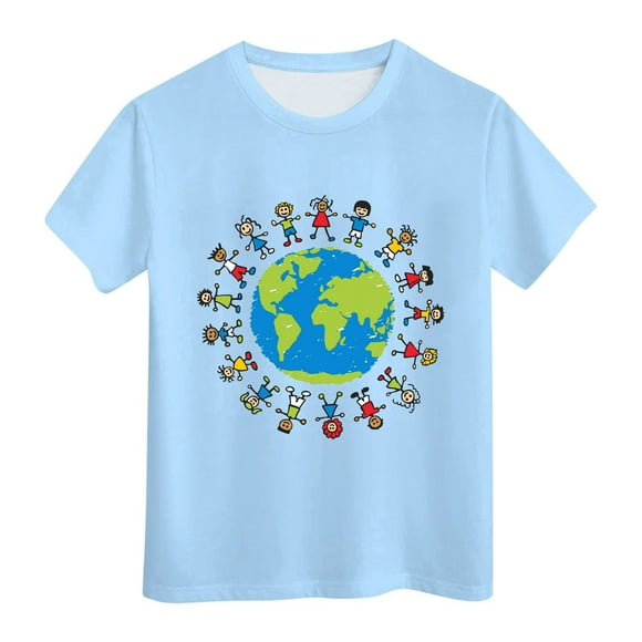 Zshosam Boy Clothes T Shirt for Baby Boys T-Shirt Short Sleeve Tops Toddler Baby Tees Size 6T 7T,(Sky Blue 6-7 Years)