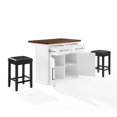 thumbnail image 2 of Pemberly Row 3-Piece Wood Kitchen Island w/ Square Stools in White, 2 of 18