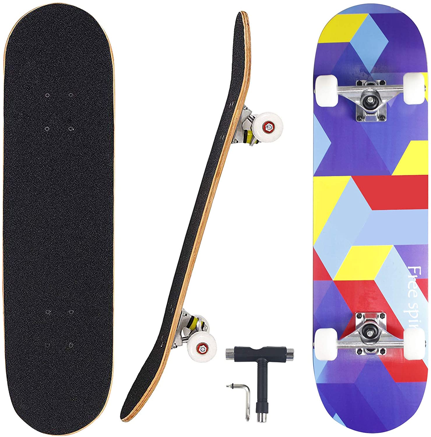Skateboard 7 Layers Decks 31/"x8/" Pro Complete Skate Board Maple Wood Longboards