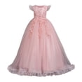 thumbnail image 4 of FYDUU Flower Girl Dress Girls Dresses Tulle Long A-Line Holiday Birthday Party Gown Formal Pageant Maxi Dresses Holiday Performances 11-12 Years, 4 of 6