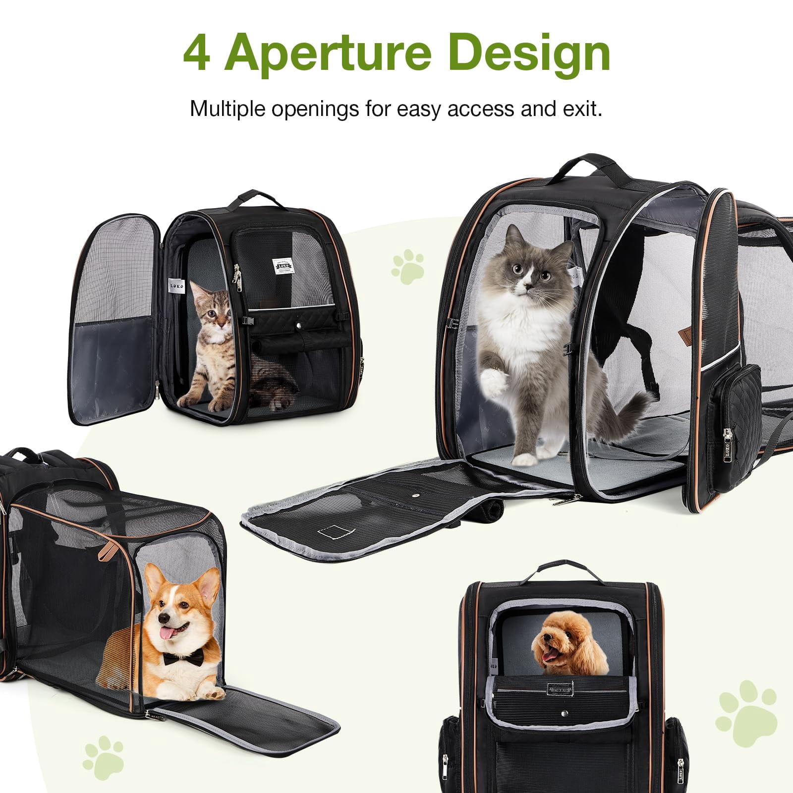 Expandable Cat Backpack Carrier for Small Dogs Medium Cats Foldable Pet Travel Backpack Comfort Lightweight Durable Fits Pets Up to 18 Lbs Ideal for Outdoor Hiking Walking Camping Black