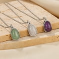 thumbnail image 2 of Jiwoy Real Amethyst Necklace for Women Natural Stone Pendant Necklace 18k Gold Plated Real Gemstone Green Aventurine Healing Crystal Necklace 18 Inches Silver, 2 of 6