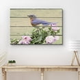 thumbnail image 3 of wall26 Canvas Print Wall Art Blue Bird Sitting on Flower Branch Animals Wildlife Wood Panels Photography Rustic Scenic Colorful Multicolor Cool Zen for Living Room, Bedroom, Office - 24"x36&quot, 3 of 5
