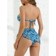 thumbnail image 3 of DARING DIVA Women's Floral Print Bandeau Bikini Sets 3 Pieces XS Blue, 3 of 6