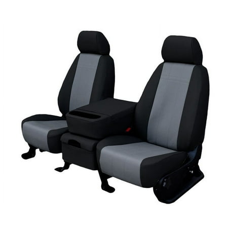 CalTrend Front Buckets Faux Leather Seat Covers for 2001-2005 Volkswagen Jetta - VW314-08LB Light Grey Insert with Black Trim