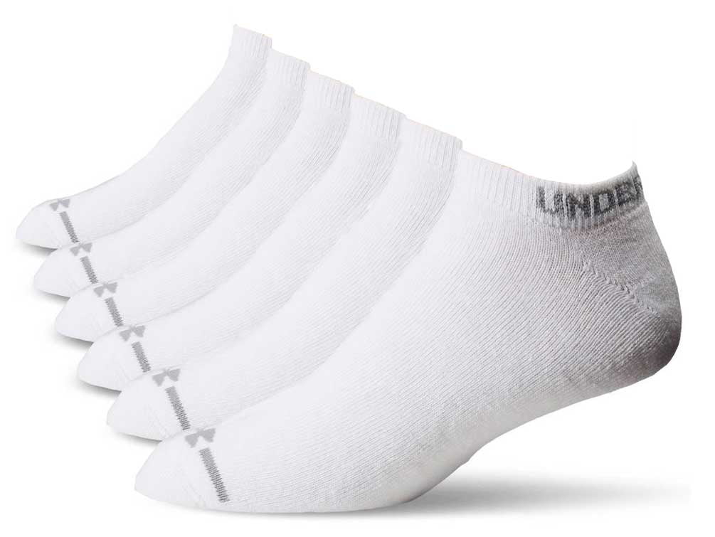 Under Armour Men's Charged Cotton No Show 6 Pack Socks (White,XL) 1240879100XL