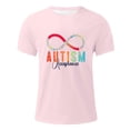 thumbnail image 5 of Boys Graphic Tees Boys Autism Awareness Print Short Sleeve Crewneck Tee Girls Tops Light Pink 11-12 Years, 5 of 5