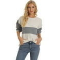 thumbnail image 3 of Womens Round Neck Long Sleeve Colorblock Casual Knit Pullover Sweater Fall Winter S-5XL Blue, 3 of 8