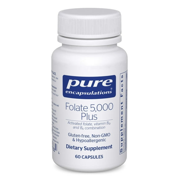 Pure Encapsulations - Folate 5,000 Plus - Activated Folate, Vitamin B12 and B6 Combination - 60 Capsules