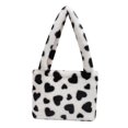 thumbnail image 3 of Bolso de hombro Macarena de felpa Hobo con estampado de corazón para mujer, negro, 3 of 8