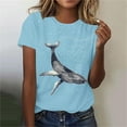 thumbnail image 2 of Tnhcen T-Shirt de Base à Manches Courtes d'Été à Col Rond pour Femme avec Imprimé d'Animaux Marins / Extensible, Respirant, Grande Taille (P-3TG) / Décontracté, Plage, Usage Quotidien, 2 of 4