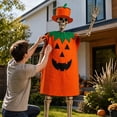 thumbnail image 5 of Halloween Skeleton Costume Set Pumpkin Tunic Hat and Treat Bag Large Skeleton Accessory Outfit for Yard Display Party Use, 5 of 8