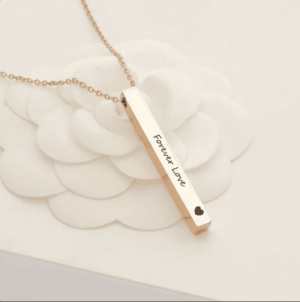 Boyfriend Birthday Gift - Personalized 4 Sides Name Bar Necklace - Custom Bar Necklace - Couple Necklace Personalized Gift