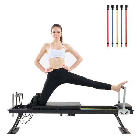 ilates Reformer Machine Home Indoor Workout Machine,Black Foldable Pilates Reformer Equipment for Home Gym Cardio Fitness Personal Indoor Sport Apparatus Gift Choice for Family