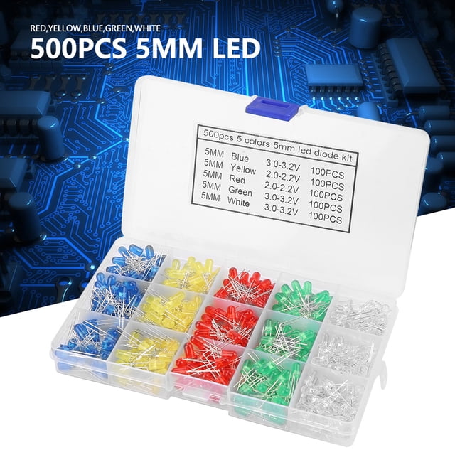 Diodos Emisores De Luz LED De 5 Mm Luz De Diodo 500 Piezas Kit De Diodo LED DIY Precableado